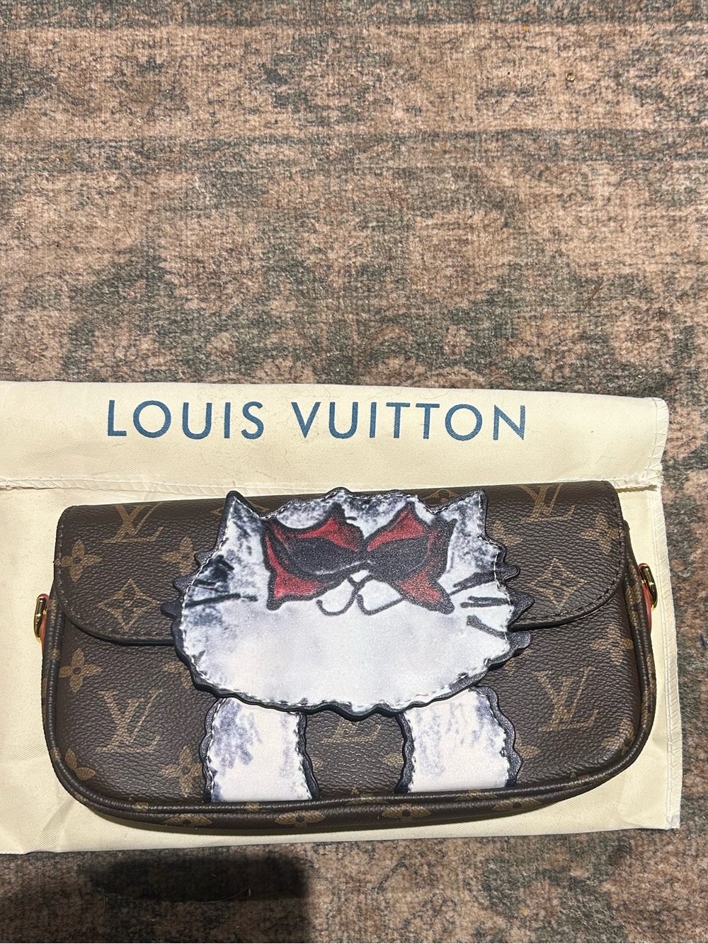 Designer Inspired Clutch with Coddington Cat Illustration/Motif
